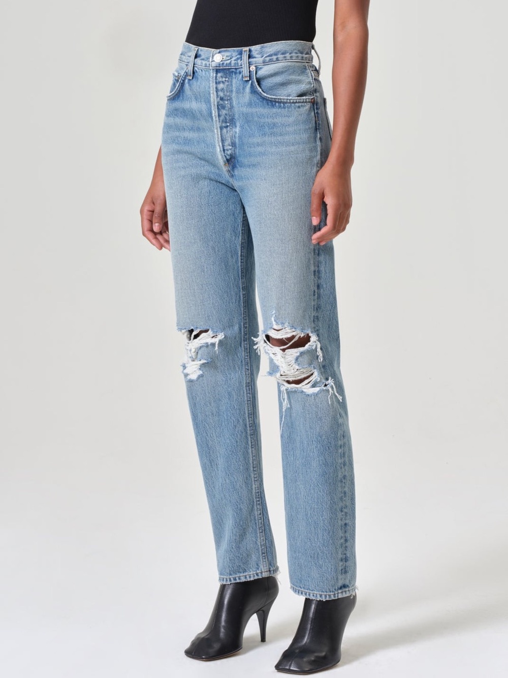 Agolde 90s Pinch Waist High Rise Straight  Distressed Jeans Size 25 (estimated)